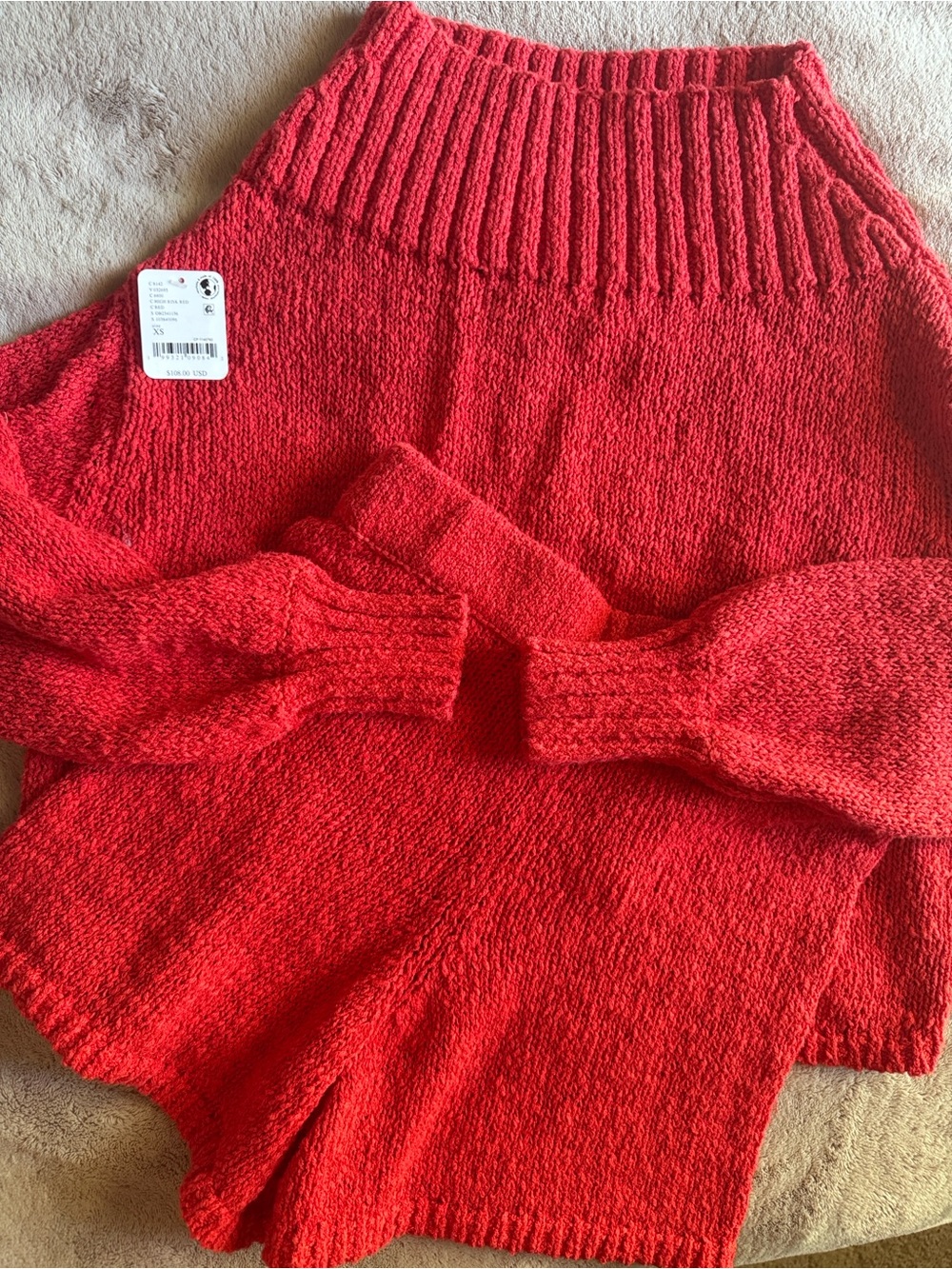 Free people red ribbed set XS